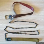 Фото №2 Ошейник кожаный и поводок на цепи