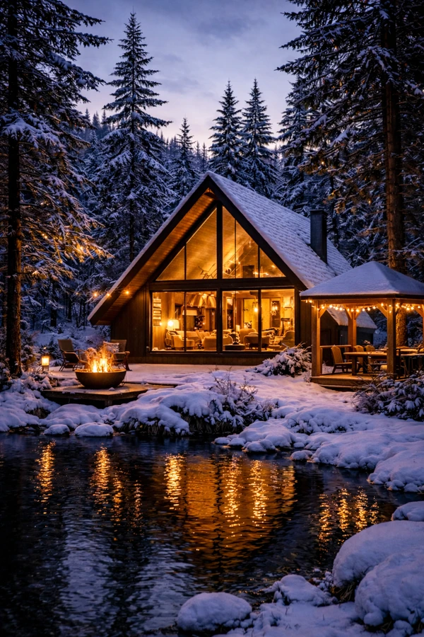 Фото A-Frame 38м.— современный дом с панорамой