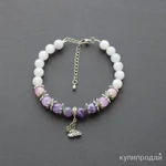 фото Браслет с аметистом, лепидолитом и кварцем