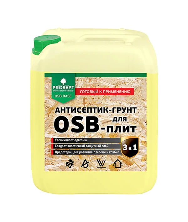 Фото Антисептик ПРОСЕПТ OSB BASE (5л) - грунт для плит OSB, готовый состав 5л