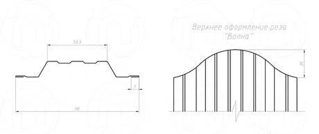 Фото Штакетник металлический "Волна"