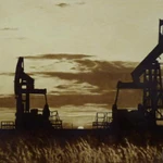 фото Картина нефтью "Нефтекачалки на закате"