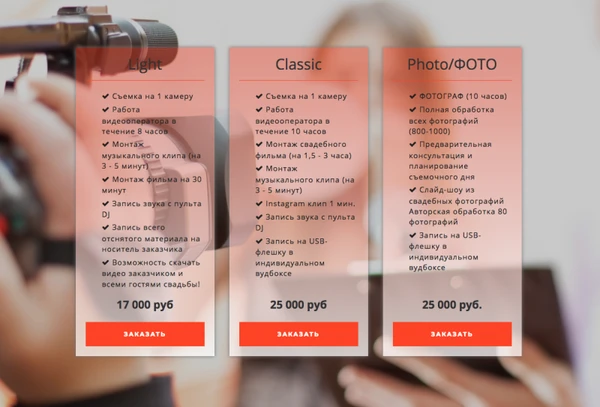 Фото Видесъемка по доступным ценам