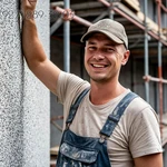 Фото №3 Утепление фасада + декоративная штукатурка мраморная крошка