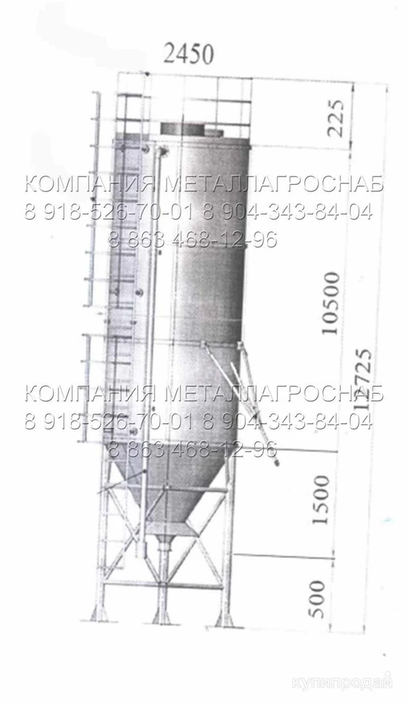 Фото Силос 50 м3 - купить в Таганроге, Ростове, Краснодаре, Воронеже, Ставрополе,Туле