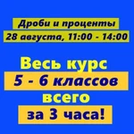 Школьникам 5 и 6 классов: «Дроби и проценты»