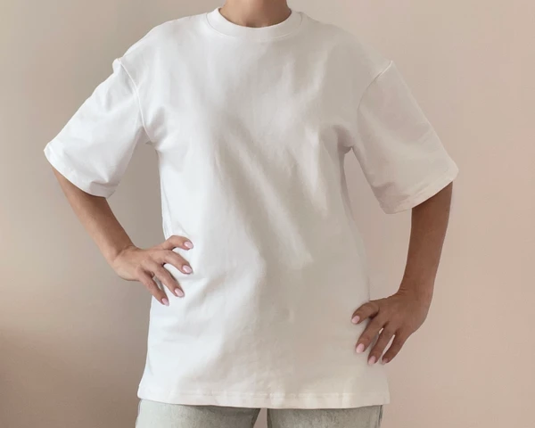 Фото Футболка оверсайз плотная (95% хлопок/ 5% лайкра, 230 г/м2, двунитка)