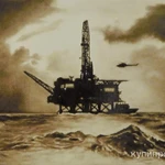 Фото №3 Картина нефтью "Буровая платформа"