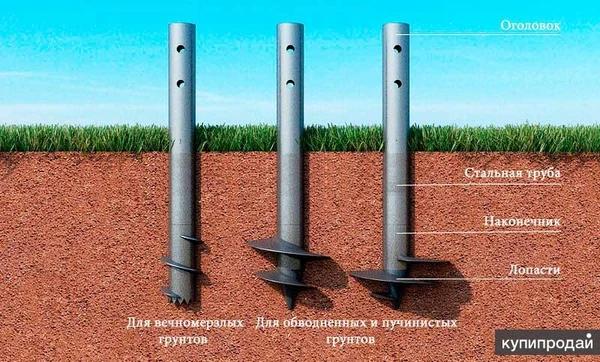 Фото Винтовые сваи, монтаж фундаментов всех видов