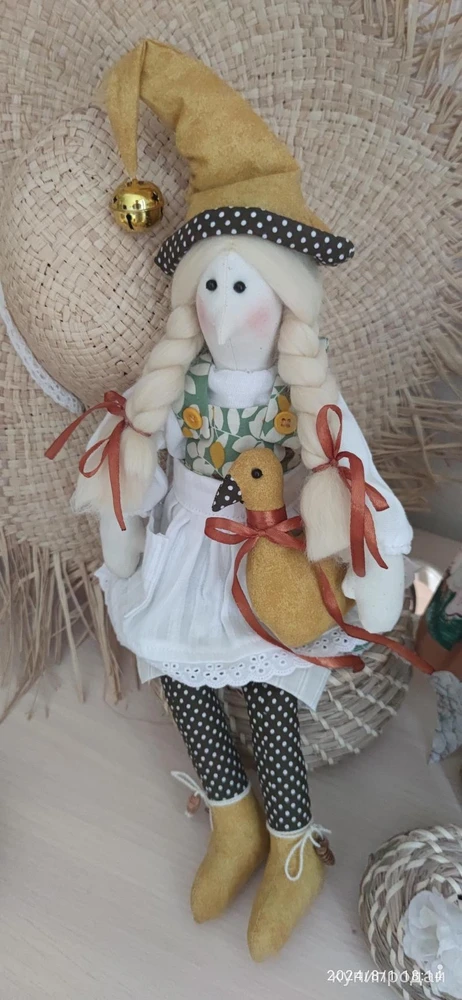Фото Тильда ведьмочка птичница кукла ручная работа