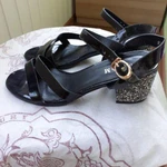 фото Черные вечерние босоножки со стразами 39 р-р