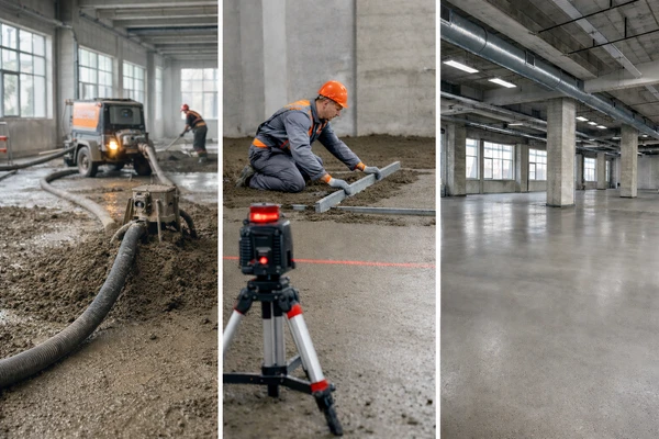Фото Полусухая стяжка пола для коммерческих объектов от 200 м²