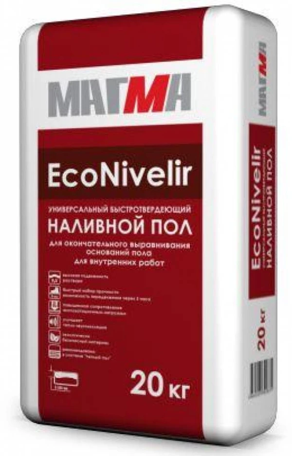 Фото Наливной пол Магма EcoNivelir 20кг быстротвердеющий