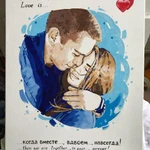 Поп арт портрет пары Love is...