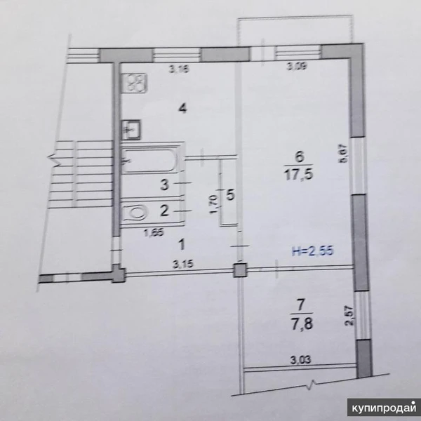 Фото ПРОДАЮ 2Х КОМНАТУЮ КВАРТИРУ В СОВЕТСКОМ РАЙОНЕ 3/5 эт.