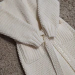 Фото №4 Молочное пальто , кардиган ручной работы шерсть, спицы