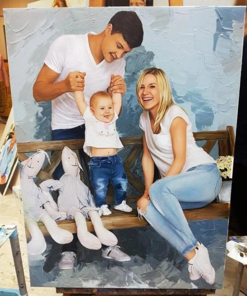 Фото Семейный портрет на холсте по фотографии