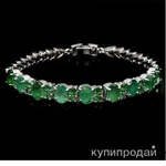 фото Браслет с изумрудами 7х5 мм, серебро с позолотой
