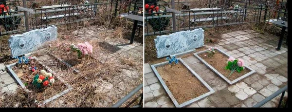 Фото Уборка и уход за могилами и захоронениями