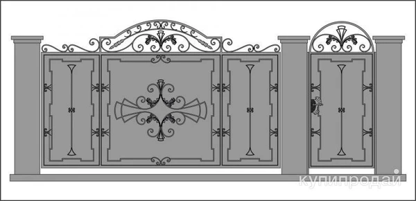 Фото Распашные ворота с элементами ковки.
