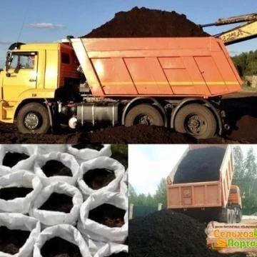 Фото грунт растительный, торф, земля,  в мешках и на самосвале