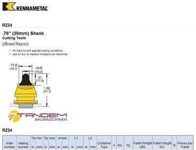 Фото Резец дорожный Kennametal RZ24 (RZ3-01P) - Kennametal 309867