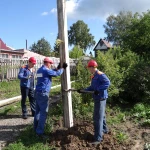 Установка столбов лэп, монтаж проводов сип