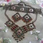 фото Комплект дизайнерской коллекционной бижутерии, колье, серьги и браслет H.Dubin