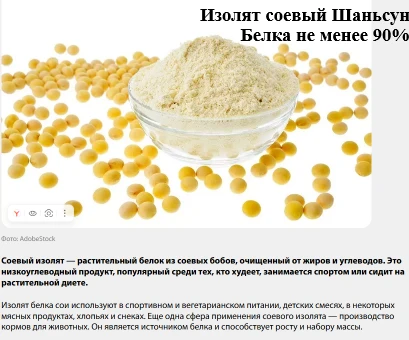 Фото Протеин 90% - изолят соевого белка (соевый) 20кг/меш