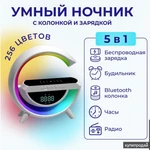 фото Беспроводная умная колонка 5 в 1 / беспроводная зарядка, RGB светильник, колонка