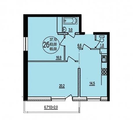 Фото Продам 2х к. квартиру 57 м. кв. 6 этаж в ЖК "Радуга".