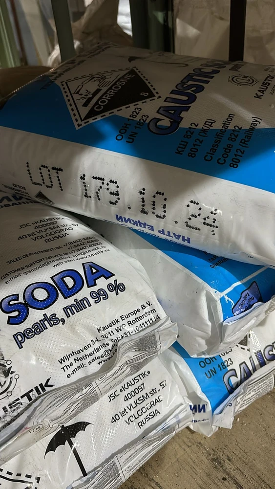 Фото Натр едкий (сода каустическая), меш. 25 кг гранула, ГОСТ, Россия