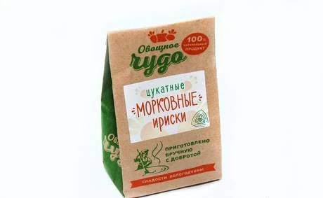 Фото Цукатные морковные ириски (бумажная упаковка).