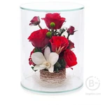 Живые цветы в вакууме в стекле «Розы и орхидеи»